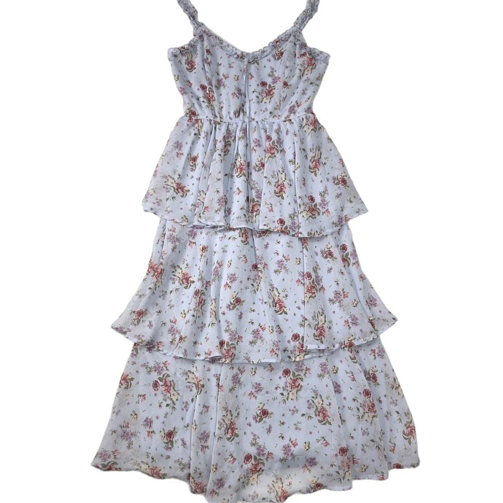 Altar'd State Floral Tiered Dress Womens Size M Purple Pink Cottagecore
